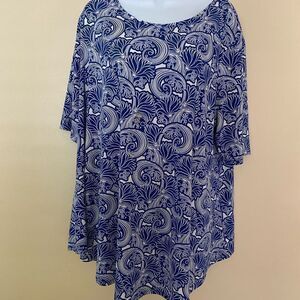 Chico’s Plus Blue and White Floral Women's Top